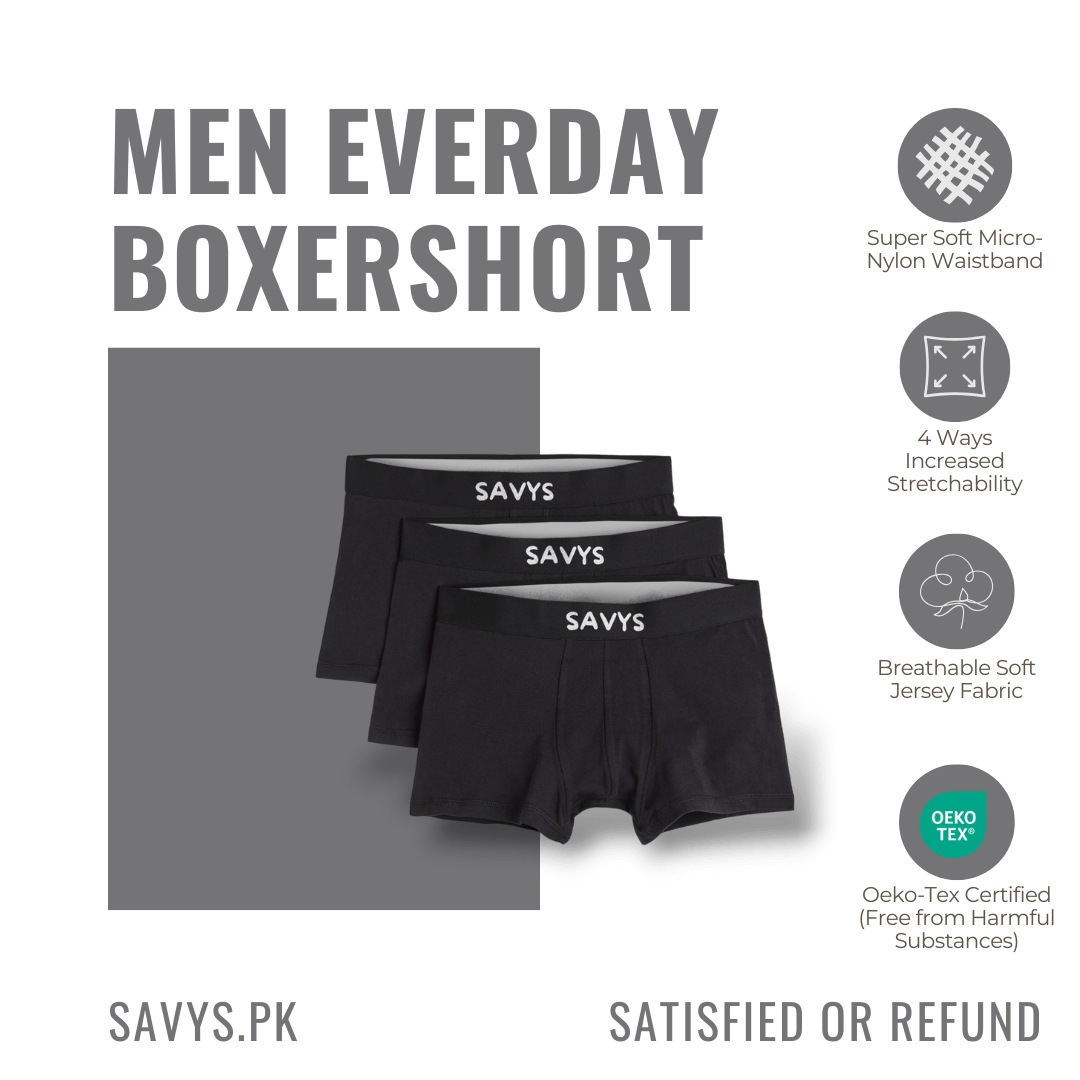 Men Logo Boxershort Underwear (Pack of 3) - Savys - 
