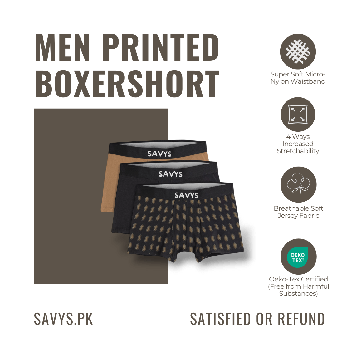 Men Printed Boxershort Underwear (Pack of 3) - Savys - 